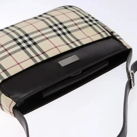 BURBERRY Nova Check Shoulder Bag Canvas Beige Silver Auth 1 - Picture 14 of 16